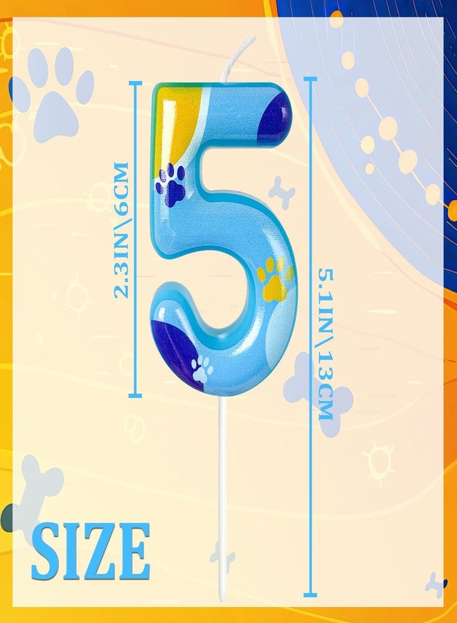 WQINX Blue Dog Paw Candle Birthday Cake Candle Dog Paw Birthday Candle Cupcake Decoration Suitable for Boys and Girls Birthday Decoration (Number 5) - Image 2